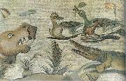 unknow artist, Nilotic mosaic with hippopotamus,crocodile and ducks